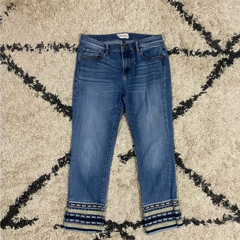 Driftwood Colette Straight Leg Embroidered Hem Jeans - Picture 8 of 10